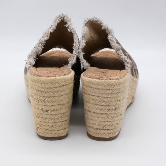 Rampage Espadrille Wedge Animal Print Heavy Linen Sandal Size 10M - Picture 4 of 8